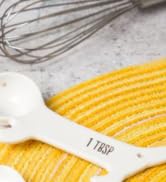 White Ceramic Dog Themed Kitchen Utensils: Measuring Cups and Spoons, Spoon Rest for Countertop -...