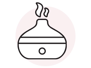 Vector of an electric diffuser being used with nutmeg essential oil for aromatherapy