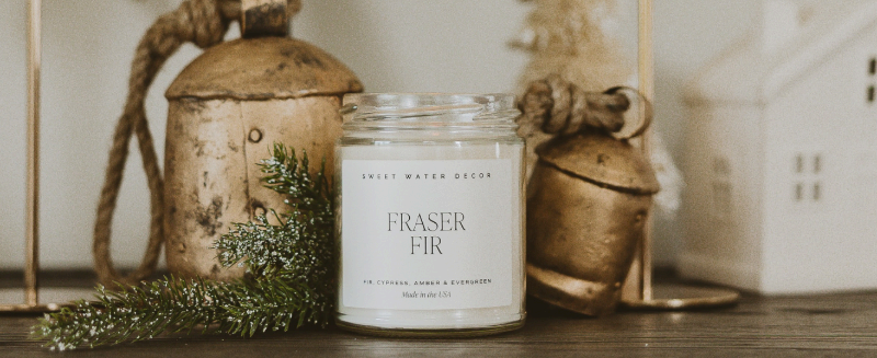 Sweet Water Decor Fraser Fir Candle, 9oz Clear Jar