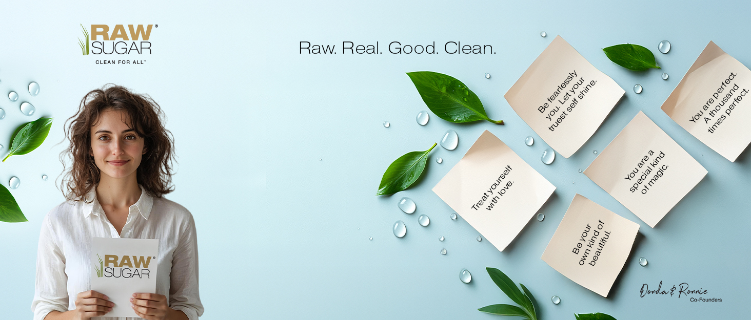 raw sugar real good clean shampoo conditioner hair masque rose mary vinegar men women hair care