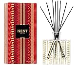 NEST New York Reed Diffuser, Holiday - 5.9 fl oz - Fragrance for Up to 90 Days - Reusable, Refillable Glass Holder - Includes 8 All-Natural Reed Sticks - Flame Free