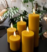  Cleansing Sage Meditation Accessories Gift Beeswax Beehive Pillar Candle Set Handcrafted Tripod
