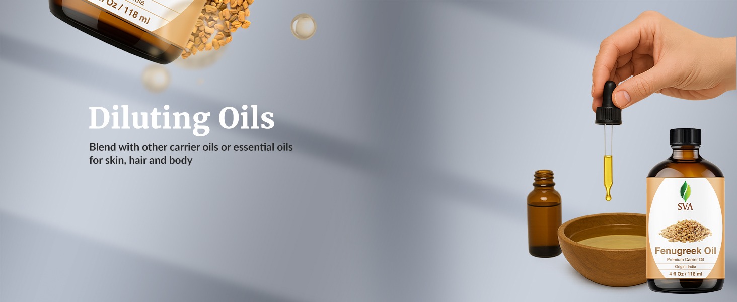 A lady  after applying fenugreek seed carrier oil from the bottle for haircare