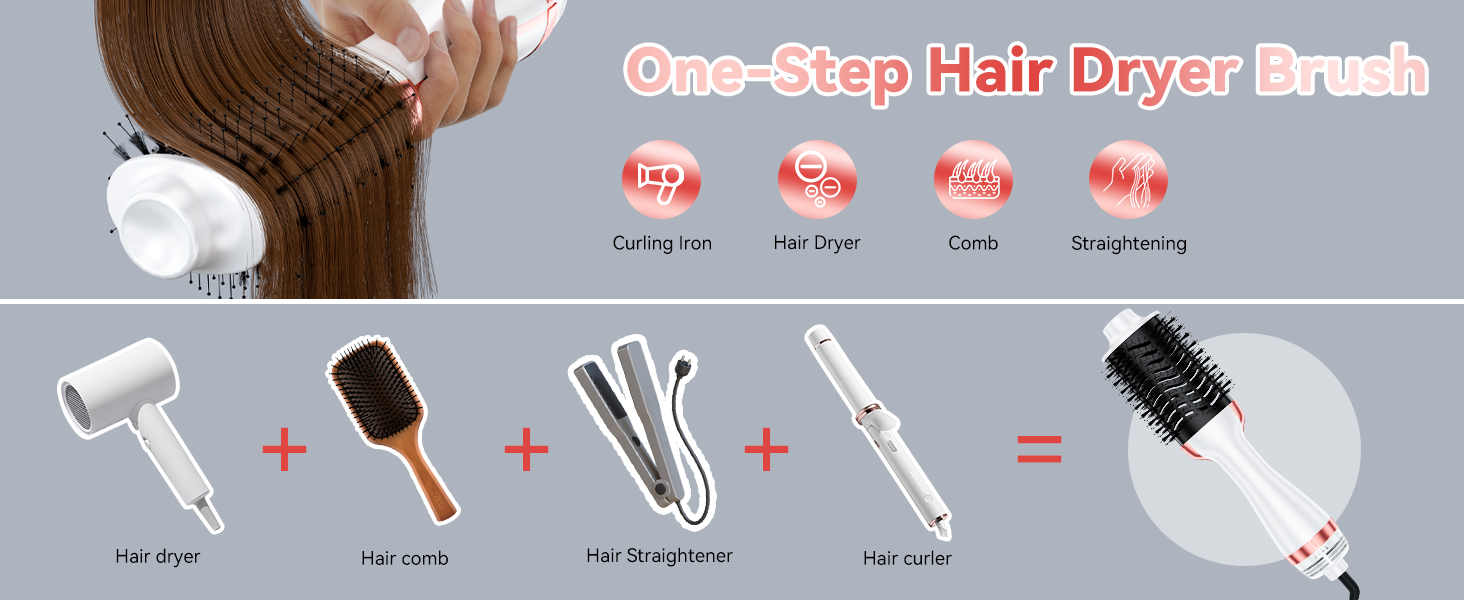One-Step Volumizer - 4 in 1 Brush Blow Dryer with Negative Ion