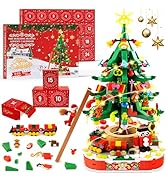 Advent Calendar 2025 Christmas Tree Building Blocks Set with Warm Light, Christmas Countdown Cale...