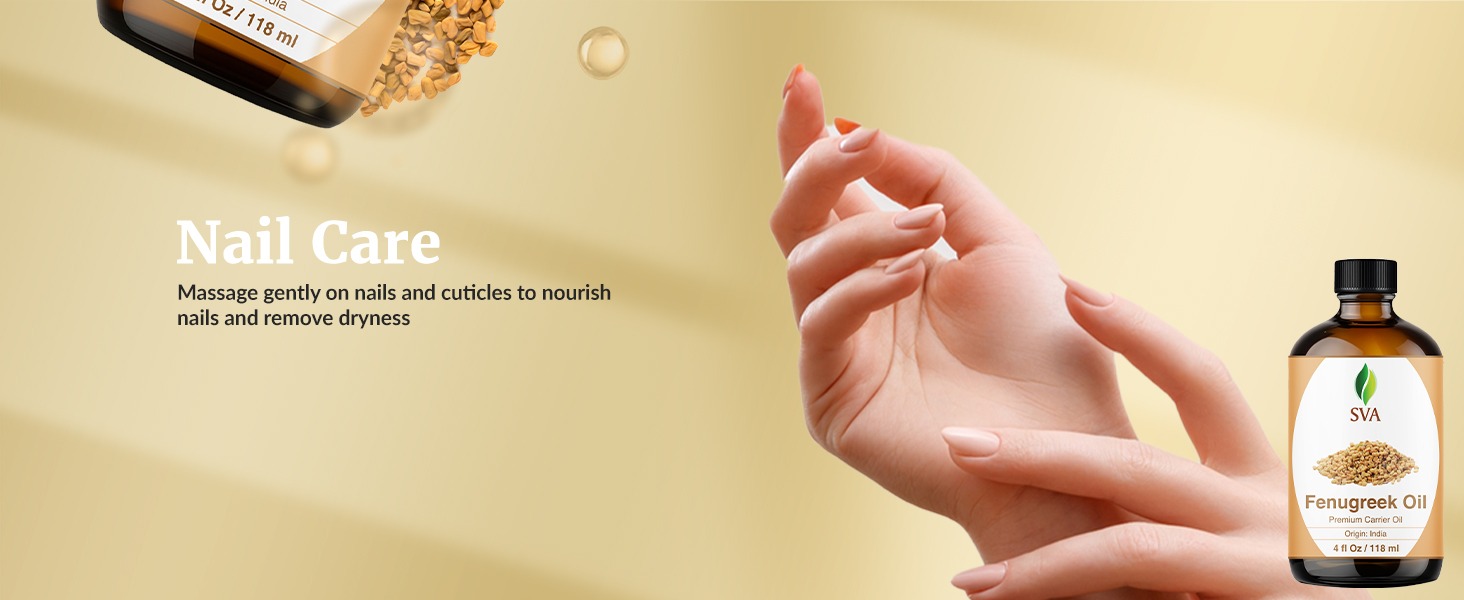 SVA Fenugreek carrier oil is a highly nourishing oil for application on nails