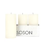 ivory candle pillars, 3 pack, unscented, paraffin