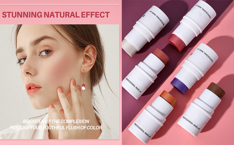 Natural Blush Makeup Stick for Eyes Lips and Face