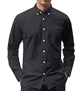 J.VER Men's Oxford Shirt Solid Casual Button Down Collar Shirts Long Sleeve Dress Shirts with Pocket