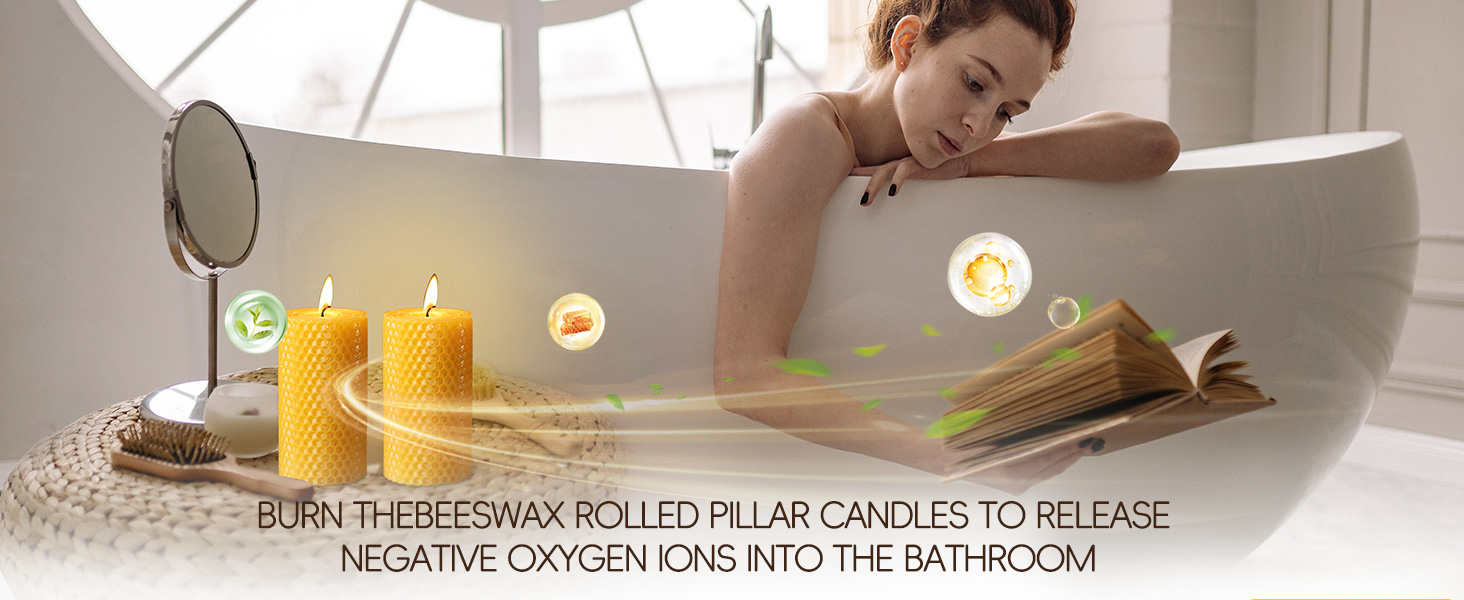 Burn the beeswax tapet candle to release negative oxygen ions into the bathroom