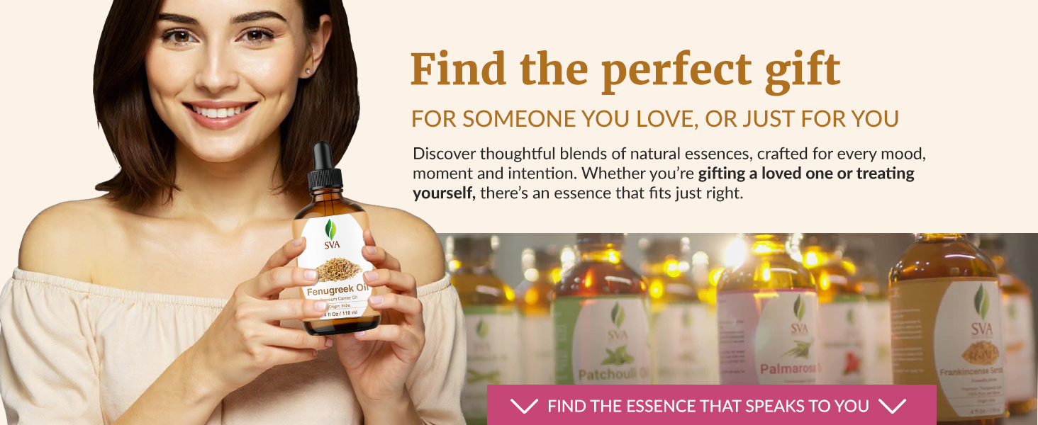 SVA Fenugreek oil for hair and skin is a good oil for gifting and self care