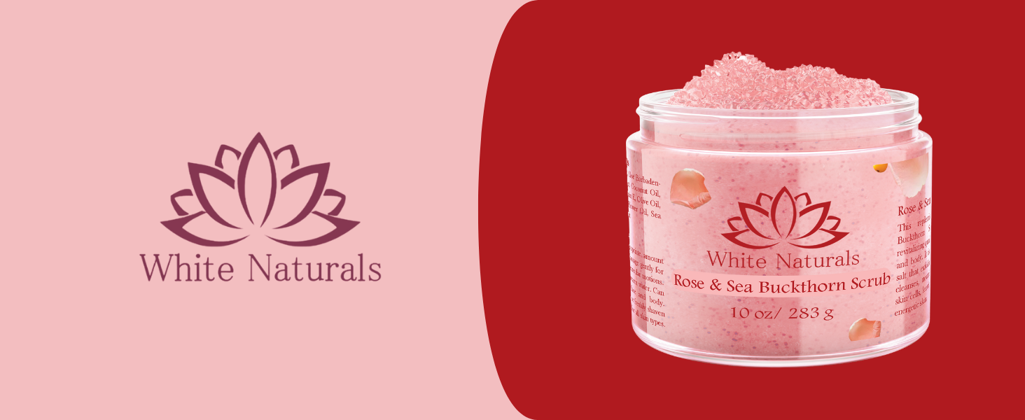 Rose scrub sugar salt body skin face skincare white naturals organic pure natural elbow 10oz large 