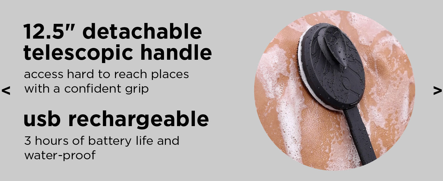 scraper attachment bathtub sonic scrubs water round handheld rechargeable exfoliate washing battery