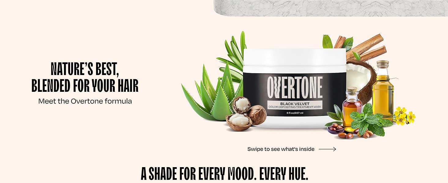 Overtone premium natural ingredients nourshing moiturishing cruelty-free vegan ammonia-free formula