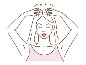 Vector of lady massaging her scalp using nutmeg essential oil for haircare