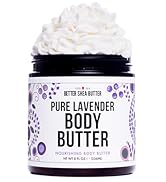 Whipped Body Butter | Pure Lavender Scent | Body Moisturizer for Women | With Raw Shea Butter for...