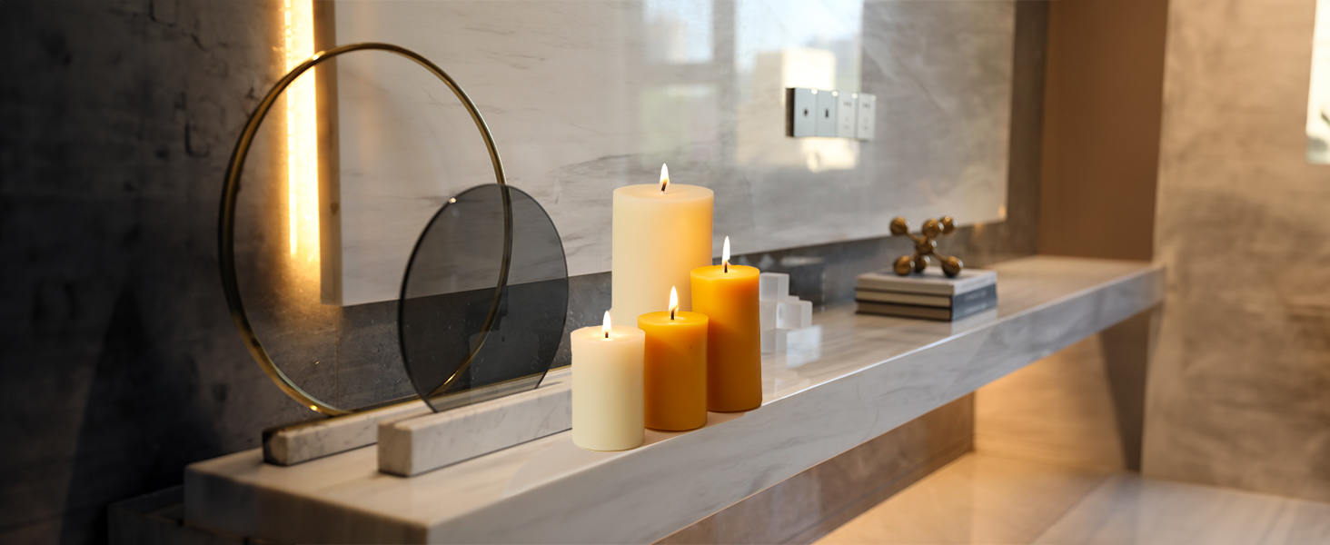 beeswax pillar candles