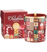 M&SENSE Candy Cane Apple & Coconut Scented Holiday Candle for Christmas, 9.9oz 55Hours Burn Time ...