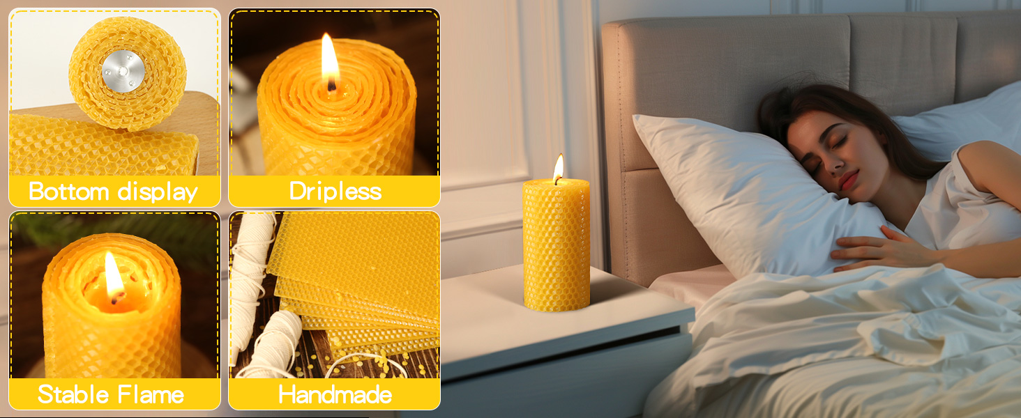 Handcrafted Honeycomb Beeswax Pillar Candles