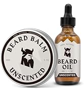 Striking Viking Beard Balm & Beard Oil for Men – Unscented, 1 Fl Oz Each - Dual-Use Leave In Cond...