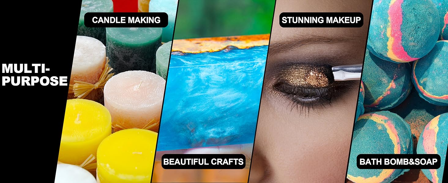 widely used for home crafts, such as epoxy resin, candle, slime, soap, bath bomb and furniture paint