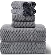 8-Piece Gray Bath Towel Set, 2 Extra Large Bath Towel Sheets, 2 Hand Towels and 4 Washcloths - Hi...