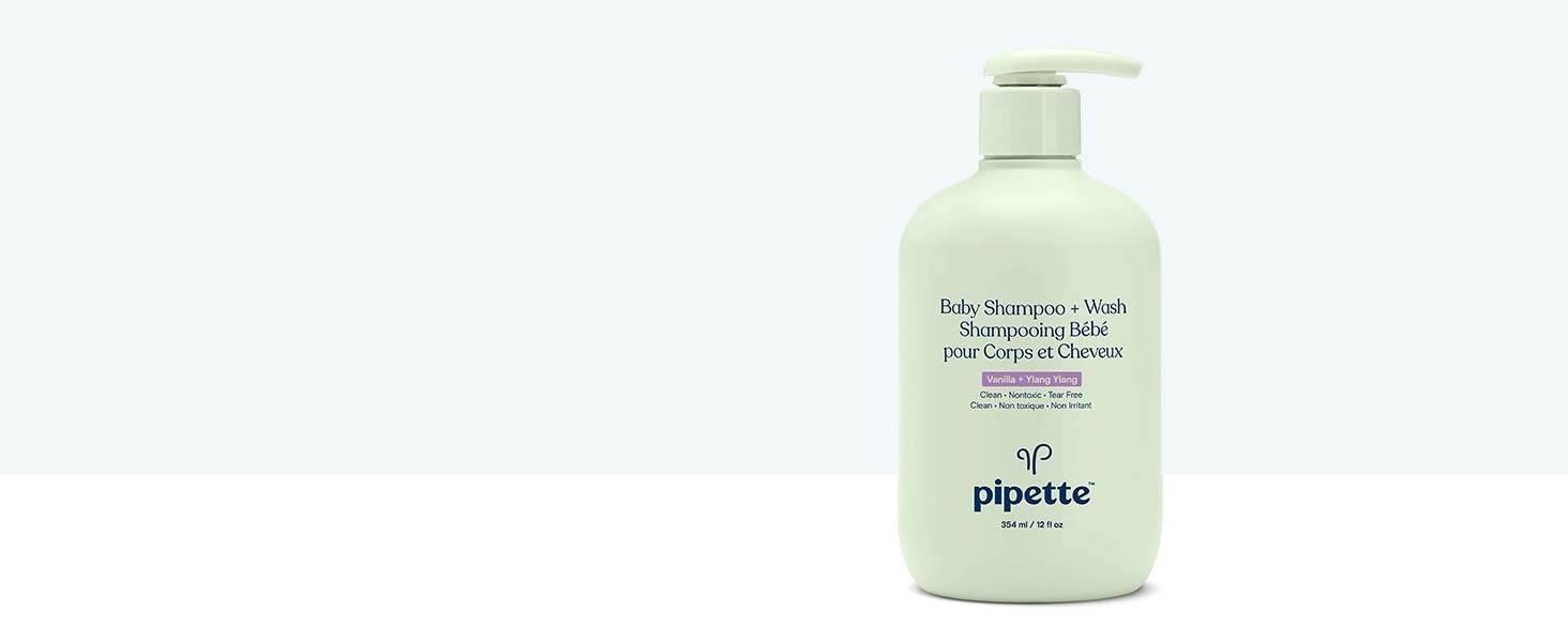 Pipette New Formula Baby Shampoo + Wash, 100% Plant-Derived Squalane and Free Synthetic Fragrances