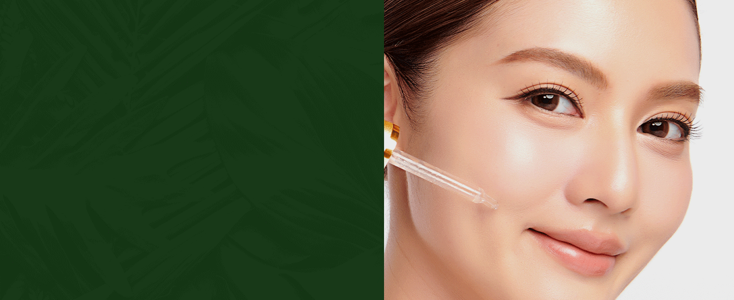 Young adult woman applying Hyaluronic acid serum