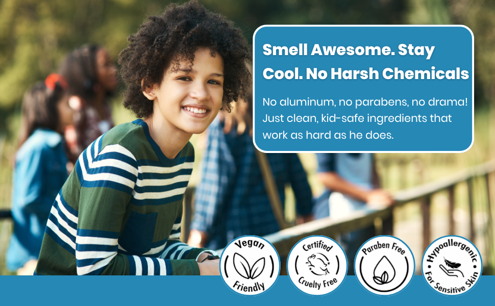 Deodorant for Kids & Teens Aluminum Free Paraben Free Hypoallergenic Deodorant sensitive skin