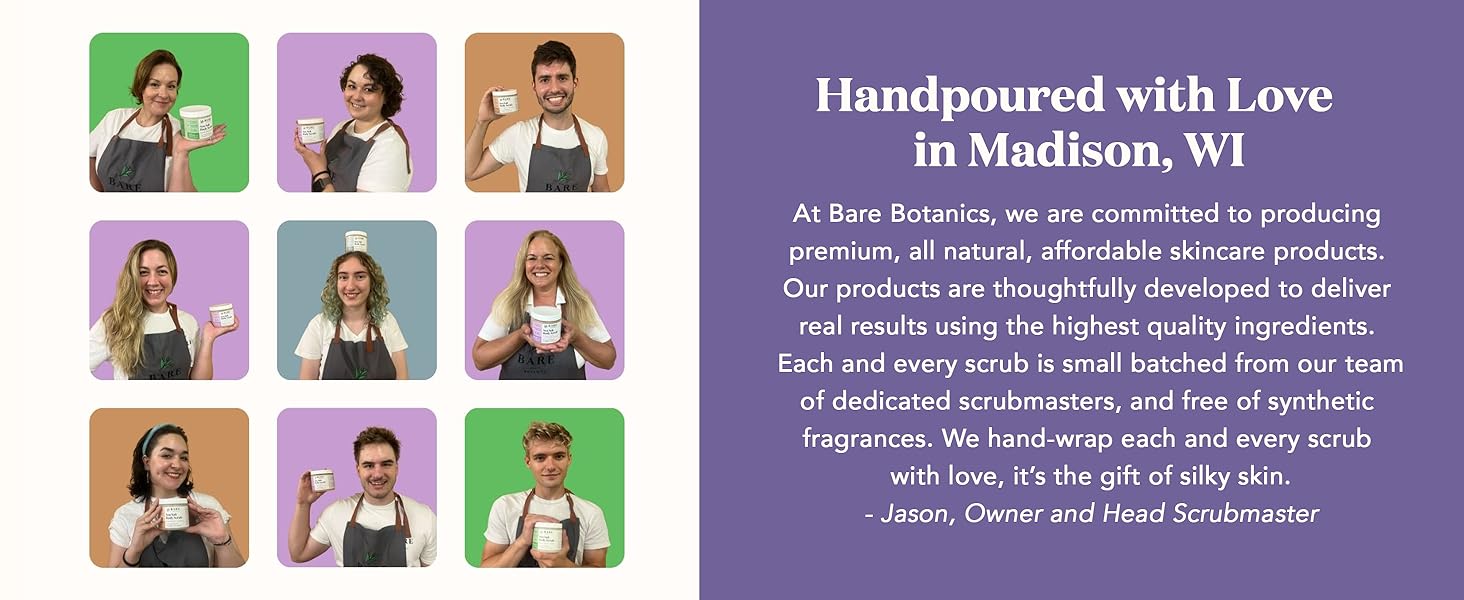 bare botanics team exfoliantes corporales hechos en los estados unidos de américa