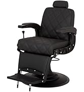 Buy-Rite Black Diamond Professional Heavy-Duty Barber Chair with Black Metal Frame, Extra Wide Se...