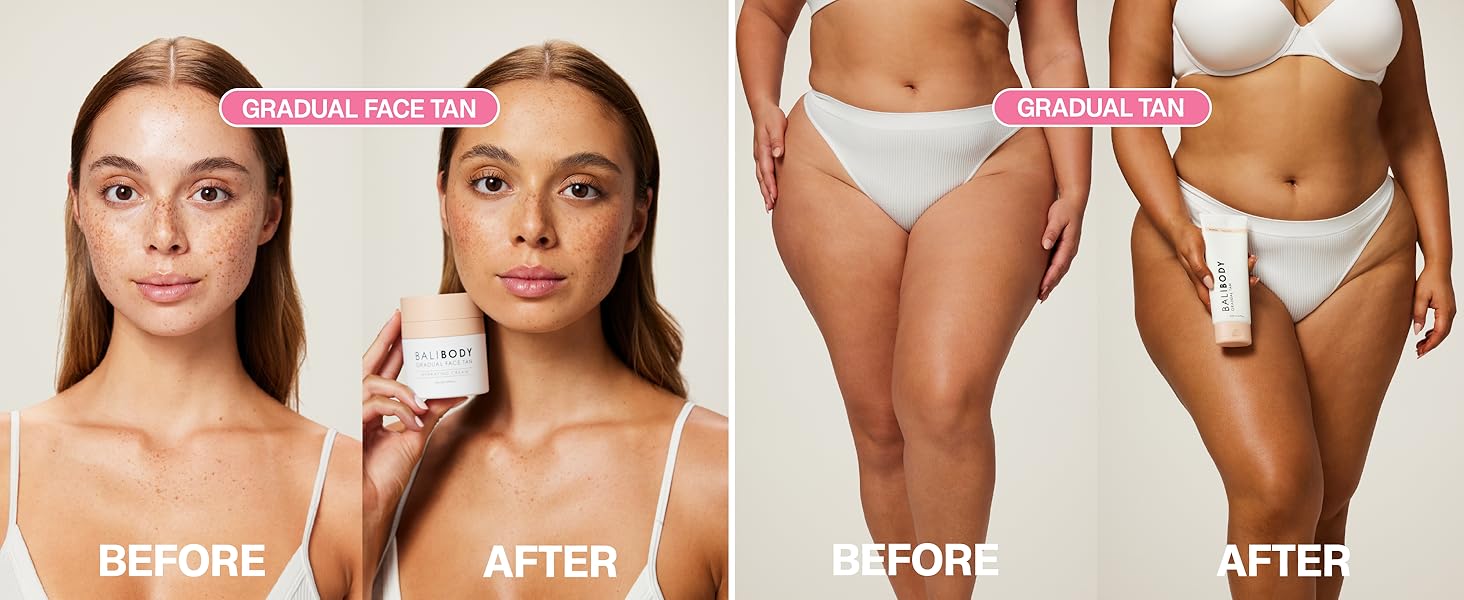 gradual self tan, bali body, self tanner, self tan moisturiser, face tan moisturiser, body lotion