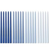 Viyffo 12 Inch Blue Taper Candles Set of 20 Unscented Smokeless Long Tall Tapered Candle for Cand...