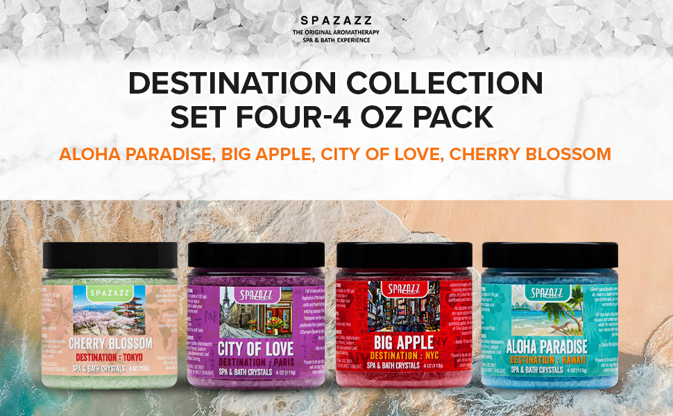 Spazazz Aromatheray Hot Tub Bath Salt Crystals Destinations Collection