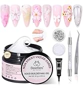Beetles Solid Builder Nail Gel 1 oz White 3D Sculpting Gel for Nail Art Non-Sticky Extension with...