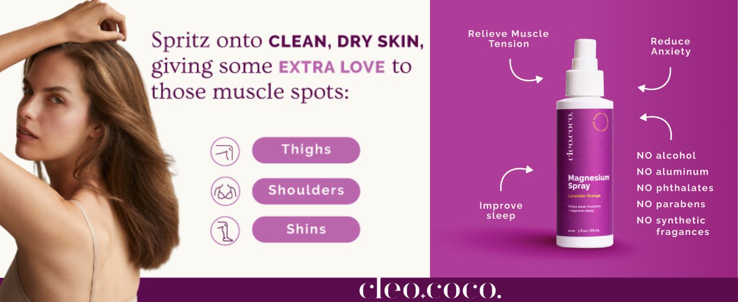 spritz onto clean dry skin giving some extra love to those muscle spots