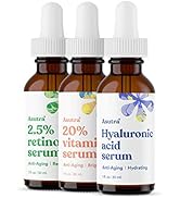 ASUTRA Serum Variety Pack, 3 Products - 1 fl oz 2.5% Retinol Face Serum, 1 lf oz 20% Vitamin C Fa...