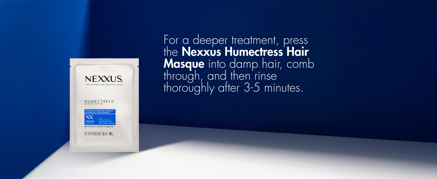 Products shot against white background with swirling water and blue pearls with text.