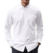 J.VER Men's Oxford Shirt Solid Casual Button Down Collar Shirts Long Sleeve Dress Shirts with Pocket