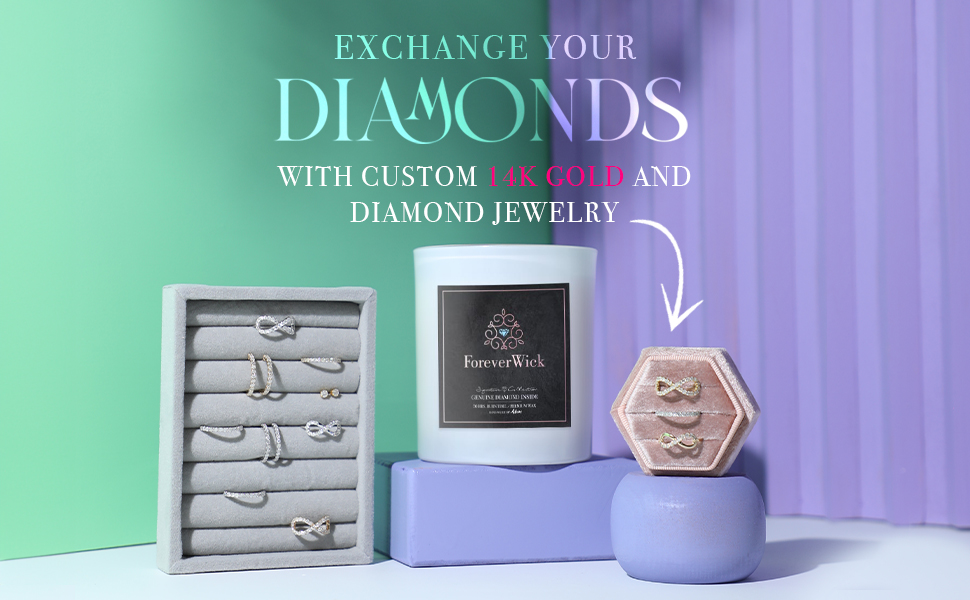 exchange diamonds, foreverwick, jewelry exchange, diamond jewelry candle with surprise inside