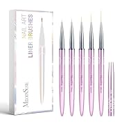 MelodySusie Nail Art Liner Brushes 5Pcs Professional Gel Polish Painting Art Design Pen Set for T...