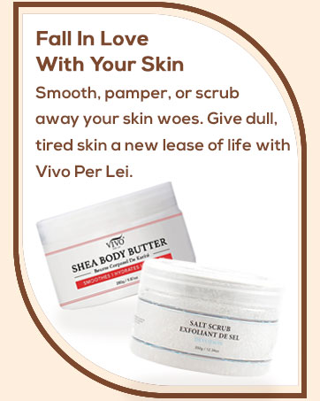 vivo per lei dead sea scrub, vivo body butter, vivo cream
