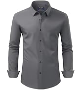 J.VER Men's Dress Shirts Stretch Long Sleeve Formal Shirt Solid Business Casual Button Down Shirt...