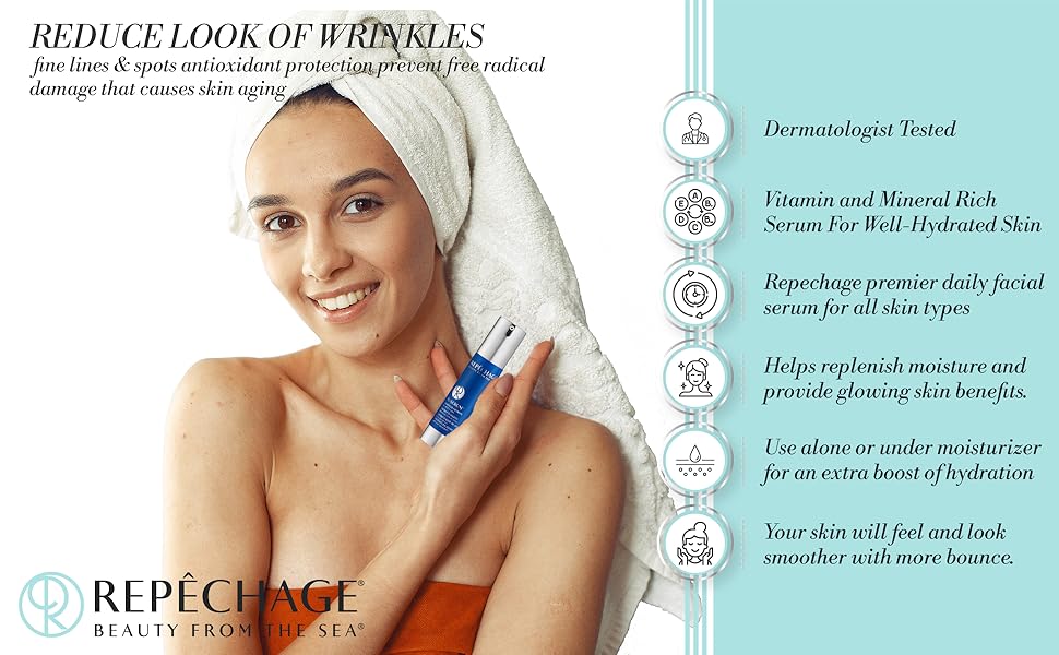 Young girl with towel on head wrapping haie holding Repechage C Serum