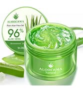 Aloderma Organic Pure Aloe Vera Gel Made with 96% Aloe Vera within 12 Hours of Harve...