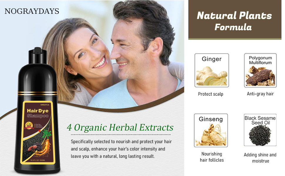 Natural hair dye herbal ingredients pure plant extract for grey hair color bubble dye