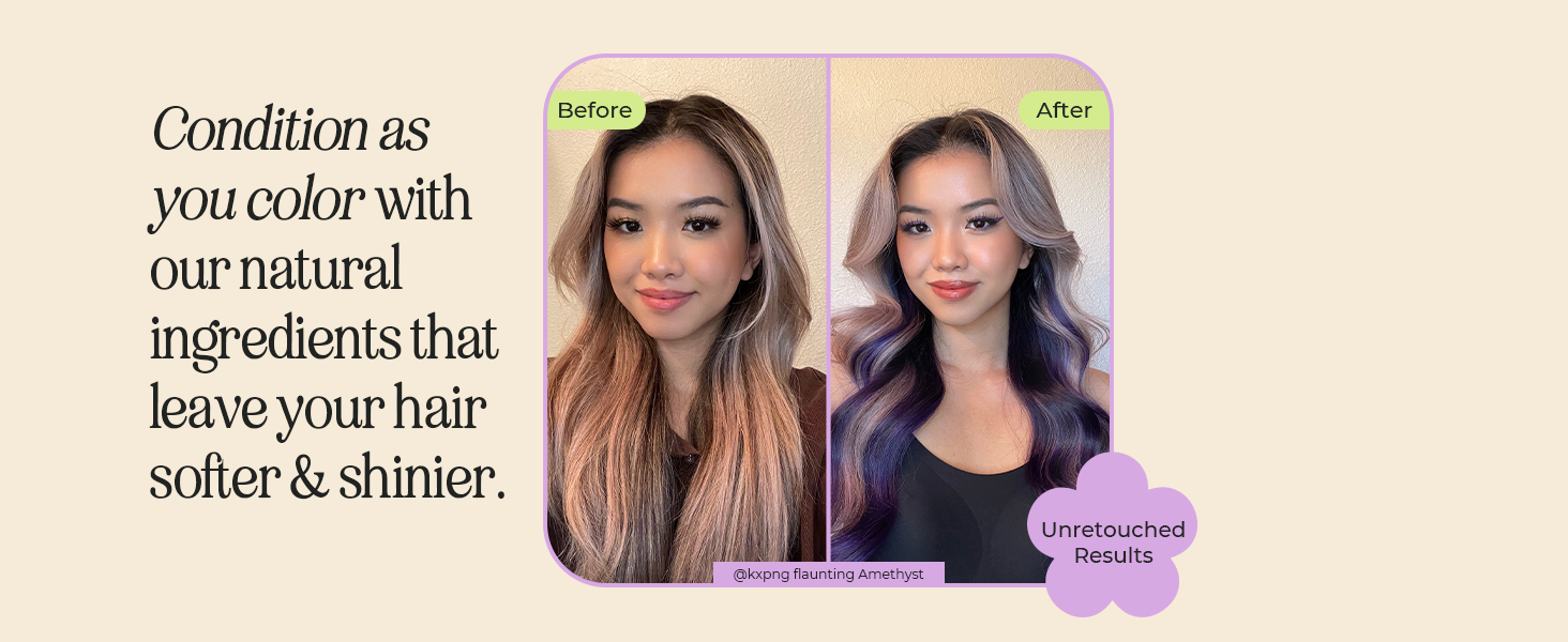 color depositing conditioner blue hair dye natural vegan soft shiny smooth semi permanent amethyst