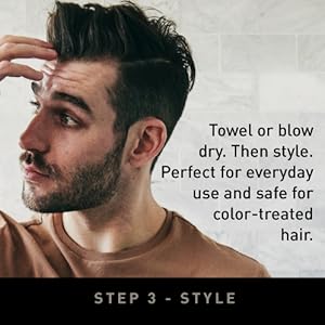 Step 3, Style, Towel or blow dr, Style hair, safe for color-treated hair