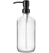 GMISUN Clear Glass Soap Dispenser with Matte Black Stainless Steel Pump (1 Pack)