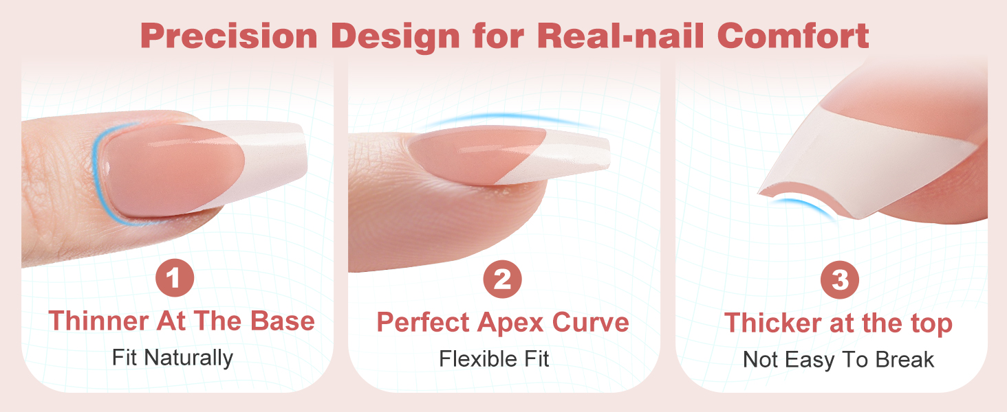 pink french tip press on nails
